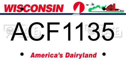 ACF1135 Wisconsin License Plate