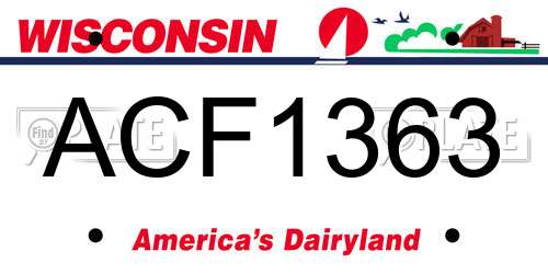 ACF1363 Wisconsin License Plate