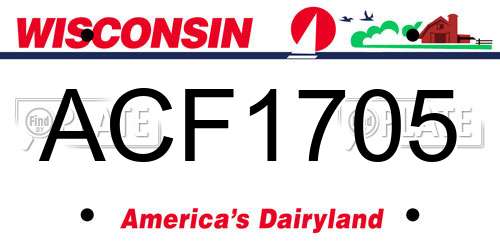 ACF1705 Wisconsin License Plate