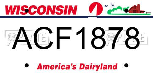 ACF1878 Wisconsin License Plate