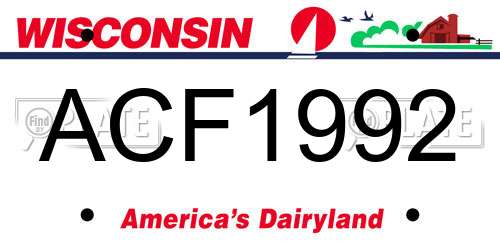 ACF1992 Wisconsin License Plate