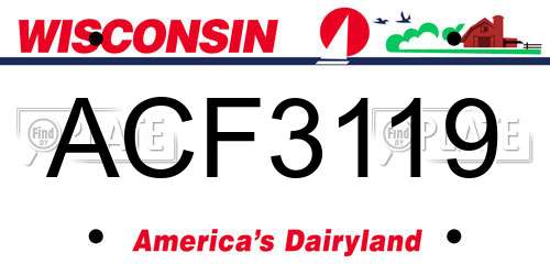 ACF3119 Wisconsin License Plate