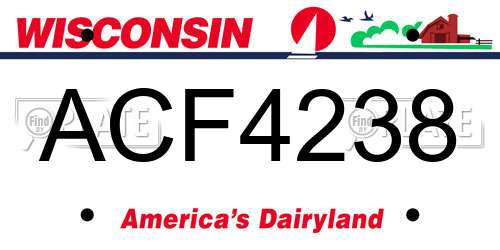 ACF4238 Wisconsin License Plate
