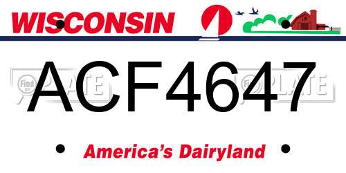 ACF4647 Wisconsin License Plate