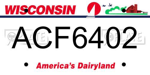 ACF6402 Wisconsin License Plate