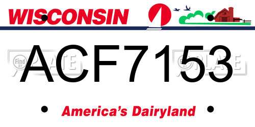 ACF7153 Wisconsin License Plate