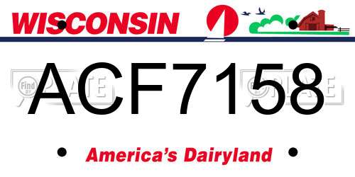 ACF7158 Wisconsin License Plate