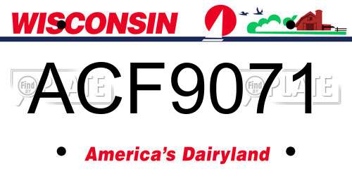 ACF9071 Wisconsin License Plate