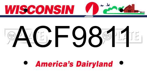 ACF9811 Wisconsin License Plate