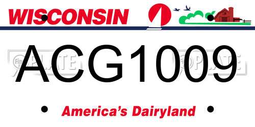 ACG1009 Wisconsin License Plate