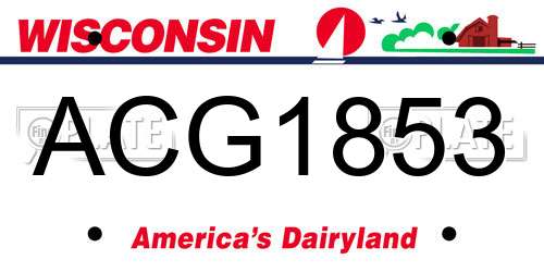 ACG1853 Wisconsin License Plate