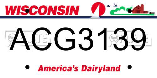 ACG3139 Wisconsin License Plate