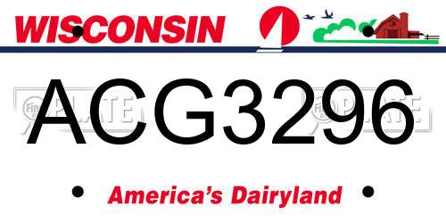 ACG3296 Wisconsin License Plate