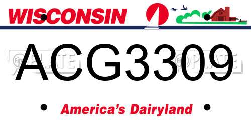 ACG3309 Wisconsin License Plate