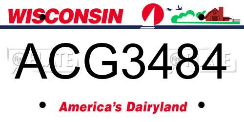 ACG3484 Wisconsin License Plate