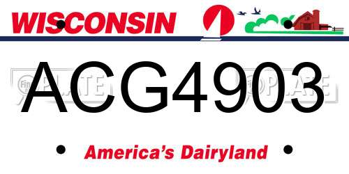ACG4903 Wisconsin License Plate