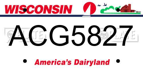 ACG5827 Wisconsin License Plate
