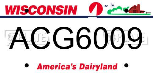 ACG6009 Wisconsin License Plate