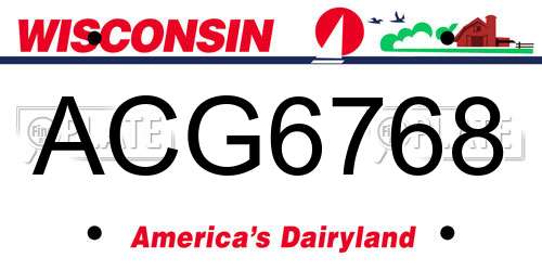 ACG6768 Wisconsin License Plate