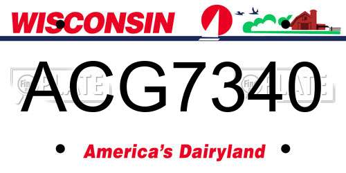 ACG7340 Wisconsin License Plate