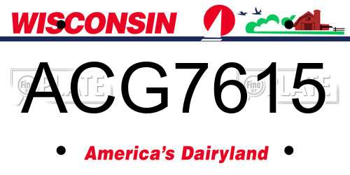 ACG7615 Wisconsin License Plate