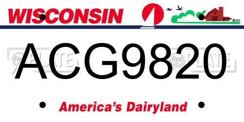 ACG9820 Wisconsin License Plate