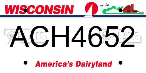 ACH4652 Wisconsin License Plate