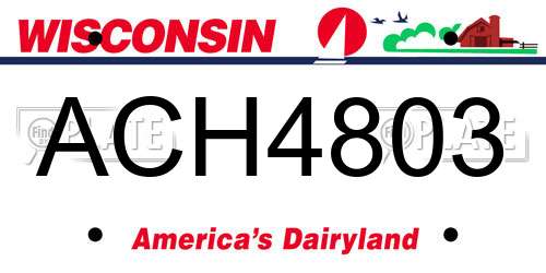 ACH4803 Wisconsin License Plate