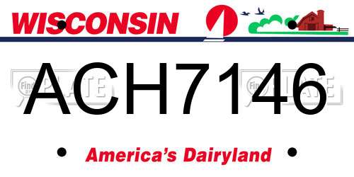 ACH7146 Wisconsin License Plate