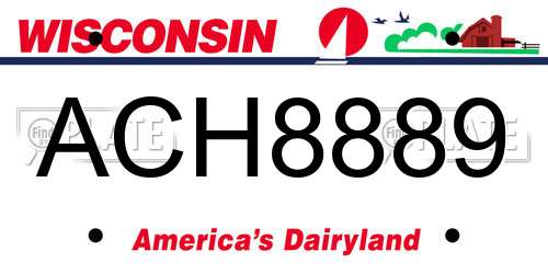 ACH8889 Wisconsin License Plate