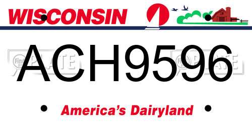 ACH9596 Wisconsin License Plate