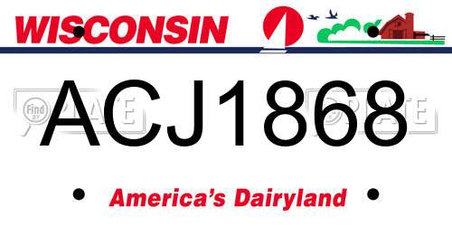 ACJ1868 Wisconsin License Plate