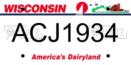 ACJ1934 Wisconsin License Plate