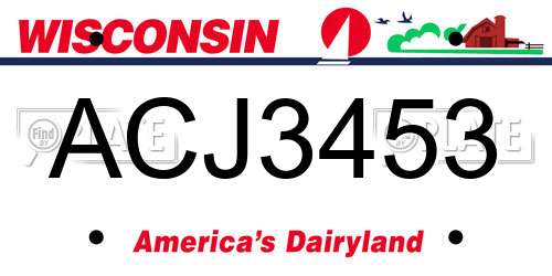 ACJ3453 Wisconsin License Plate