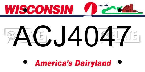 ACJ4047 Wisconsin License Plate
