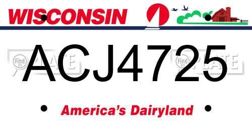 ACJ4725 Wisconsin License Plate