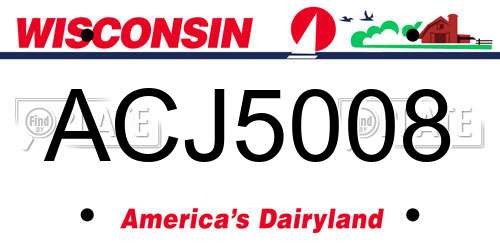 ACJ5008 Wisconsin License Plate