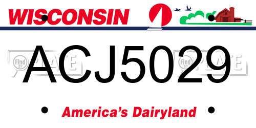 ACJ5029 Wisconsin License Plate