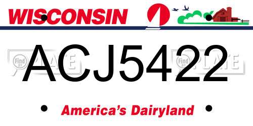ACJ5422 Wisconsin License Plate