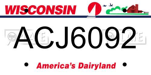 ACJ6092 Wisconsin License Plate