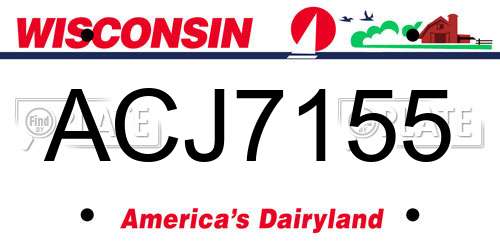 ACJ7155 Wisconsin License Plate