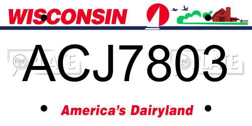 ACJ7803 Wisconsin License Plate