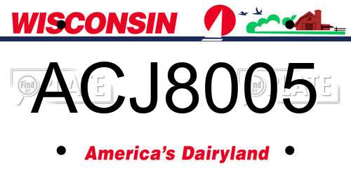 ACJ8005 Wisconsin License Plate