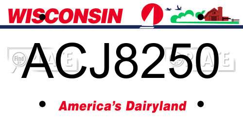 ACJ8250 Wisconsin License Plate