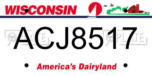 ACJ8517 Wisconsin License Plate