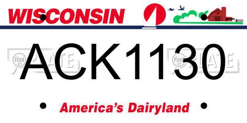 ACK1130 Wisconsin License Plate