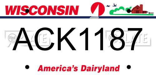 ACK1187 Wisconsin License Plate