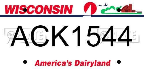 ACK1544 Wisconsin License Plate