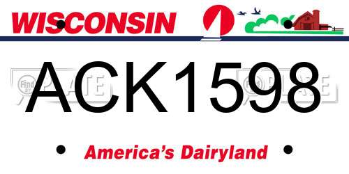 ACK1598 Wisconsin License Plate