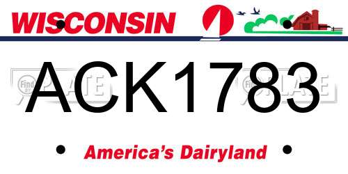 ACK1783 Wisconsin License Plate